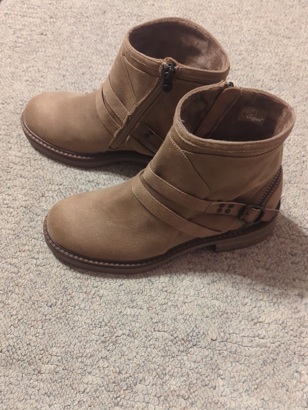 Blowfish Malibu Women's Tan Faux-Suede Ankle Booties with Side Zip 8